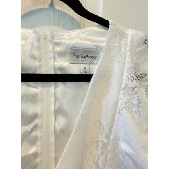 Premier Amour White Lace Tiered V-Neck Maxi Dress Sz 6 #342 - Picture 3 of 6